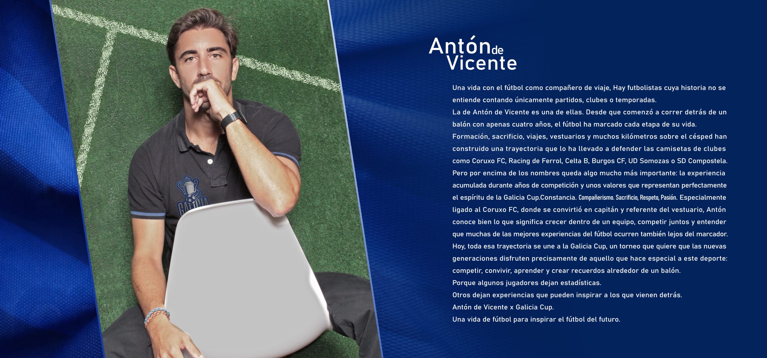 Información sobre Antón de Vicente y su vínculo con Galicia Cup.